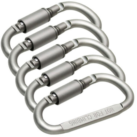 5 Piece Carabiner Set Hard Aluminum Keychain Clip Hook